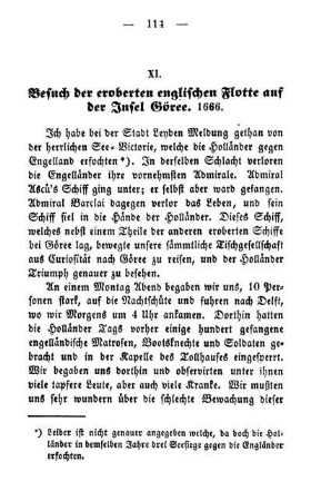 XI. Besuch der eroberten englischen Flotte auf der Insel Göree. 1666.