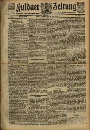 Erste Ausgabe vom Mittwoch, den 05. April 1911.