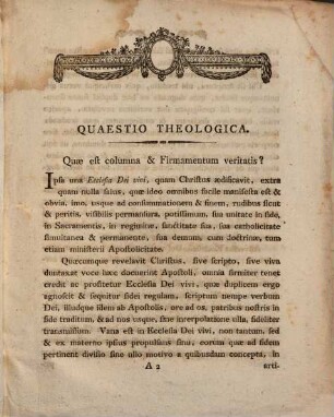 Quaestio theol. de vera Christi ecclesia