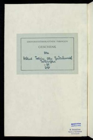 Spiegel vorn, Geschenk von Helene Freiin von Gutschmid, Tübingen, 1954