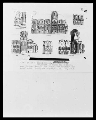 Abteikirche Sankt Ludgerus (ehemals Sankt Salvator) in Essen-Werden, Längsschnitt durch die Ostteile