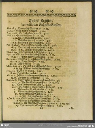Erstes Register, der erklärten Schrifften-Stellen