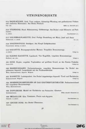 Vitrinenobjekte (Nr. 315-327)
