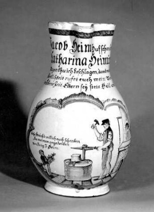 Birnkrug: Hufschmied. Sinnspruch