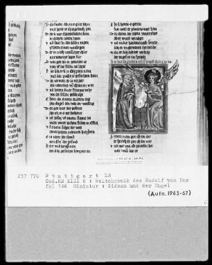 Weltchronik - Bruder Philipp — ---, Folio 1recto-256recto---, Folio 1recto-256rectoGideon und der Engel, Folio 146recto