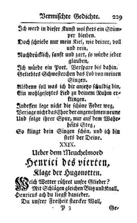 XXIX. Ueber dem Meuchelmord Henrici des vierten, Klage der Hugonotten.