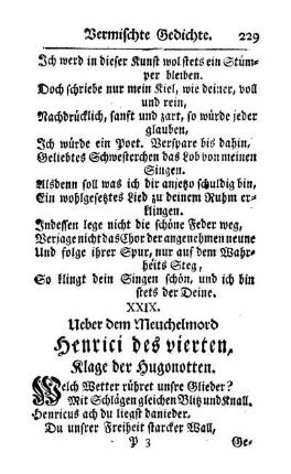 XXIX. Ueber dem Meuchelmord Henrici des vierten, Klage der Hugonotten.