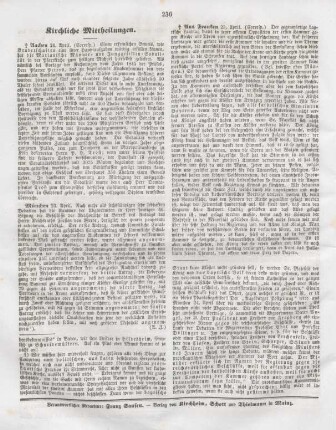 236 Kirchliche Mittheilungen