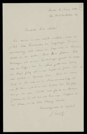 Nr. 5: Brief von Georg Waitz an Edward Schröder, Berlin, 11.3.1883