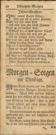 Morgen-Seegen am Dienstage.