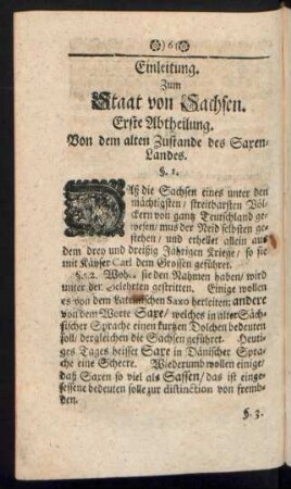 Einleitung zum Sächsischen Staat.