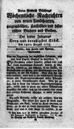 Drey und dreyßigstes Stück