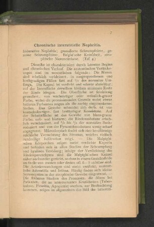 Chronische interstitielle Nephritis. Indurative Nephritis; granulierte Schrumpfniere, gemeine Schrumpfniere, Bright'sche Krankheit, atrophische Nierencirrhose. (Tafl. 4)
