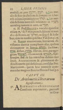 Caput III. De Arithmetica literarum