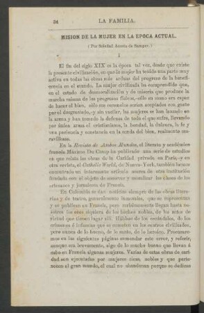 Misión de la mujer en la época actual.