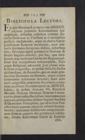 Bibliopola Lectori.