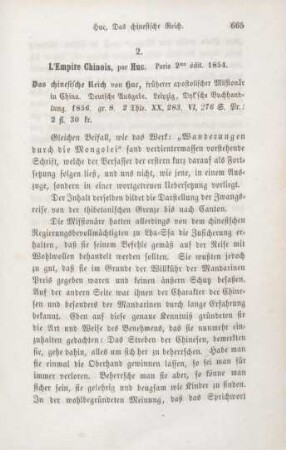 665-680 [Rezension] Huc, Evariste Régis, Das chinesische Reich