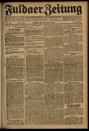 Erste Ausgabe vom Samstag, den 10. Februar 1917.