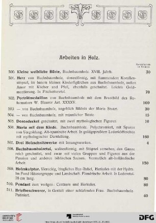 Arbeiten in Holz, Waffen (Nr. 500-559)