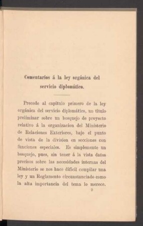 Comentarios á la ley orgánica del servicio diplomático.