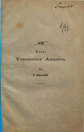 Kurze Venezianer Annalen