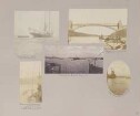 links oben: Amerikanische Yacht rechts oben: Hochbrücke bei Levensau Mitte: Blick auf den Hafen links unten: Blick vom Gefechtsmast der S. M. S. Victoria Luise rechts unten: S. M. S. Zähringen
