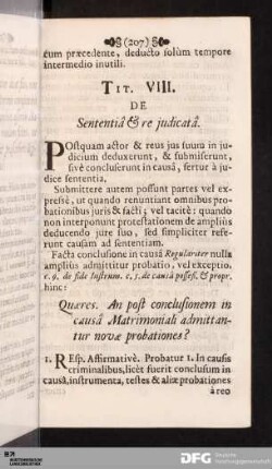 Tit. VIII. De Sententiâ & re judicatâ.