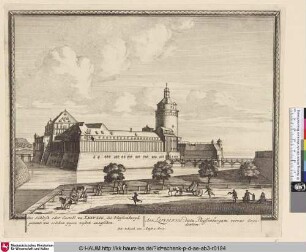 [Ein Schloss in Leipzig (Pleissenburg) vom Burggraben aus gesehen; Castle in Leipzig seen from across moat]