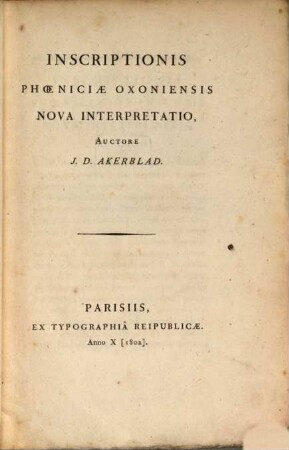 Inscriptionis Phoeniciae Oxoniensis nova interpretatio