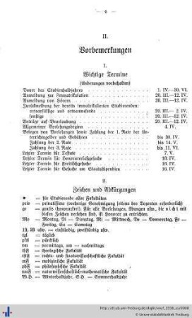 II. Vorbemerkungen