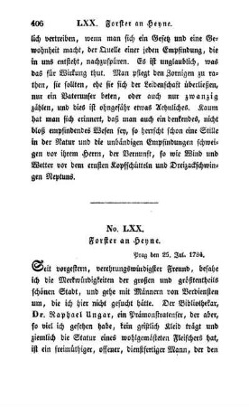 No. LXX. Forster an Heyne