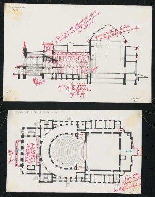 Lessing Theater, Berlin: Grundriss und Längsschnitt