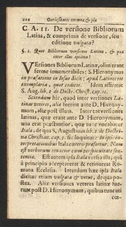 C. A. 11. De versione Bibliorum Latina, & comprimis de versione, seu editione vulgata?