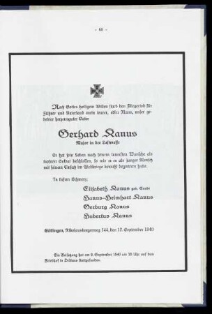 Todesanzeige von Gerhard Kanus