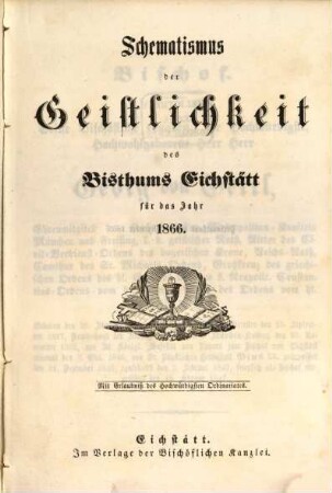 Schematismus der Diözese Eichstätt. 1866, 1866