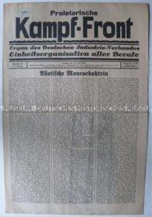 Gewerkschaftszeitung "Proletarische Kampf-Front" u.a. zur Weltwirtschaft