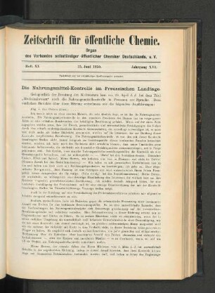 Die nahrungsmittel-Kontrolle im Preussischen Landtage.