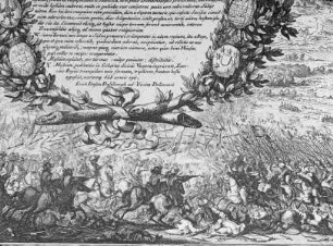 Buch: Pufendorf, Samuel von: De rebus a Carolo Gustavo rege gestis (2 Bände) — Darstellung: Zweiter Tag der Schlacht bei Warschau am 19. Juli 1656 (Taf.44)