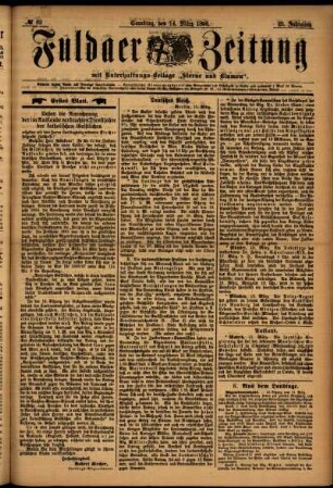 Erste Ausgabe vom Samstag, den 14. März 1896.