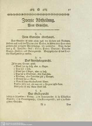 Zweyte Abtheilung. Vom Gewichte