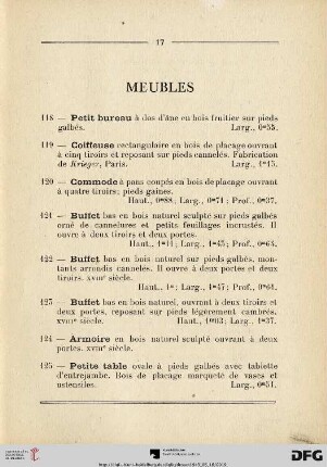 Meubles (Nr. 118-138)