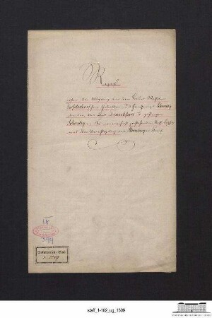 Rezess über die Ablösung der Raff-, Leseholz- und Streuberechtigung der Bauernfamilie Wilhelm Dorfstecher in Schwetig im Kämmereiforst Schwetig