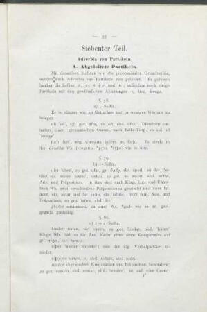 Siebenter Teil. Adverbia von Partikeln.
