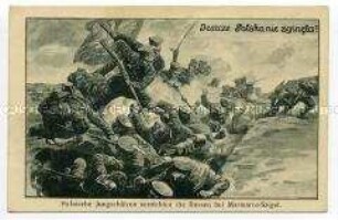 Postkarte mit Kampfszene zwischen Polen und Russen