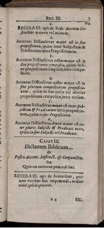 Caput III. Dictamen Biblicum. de Positu Accent. Distinct. Coniunctiv. seu Quinam accentus ponendi sint