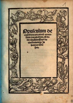 Opusculum de cognitione peccatoru[m] venialium [et] mortalium