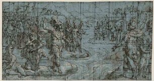 Die Begegnung von Scipio und Hannibal vor der Schlacht von Zama (Vorzeichnung für den Scipio-Africanus-Zyklus im Festsaal des Palazzo Baldassare Lomellini, Genua) (recto)