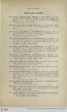 Möbel und Geräthe (Nr. 1463 - 1545)