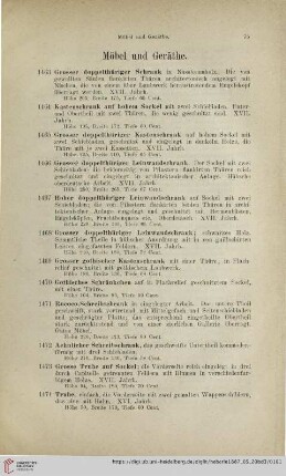 Möbel und Geräthe (Nr. 1463 - 1545)