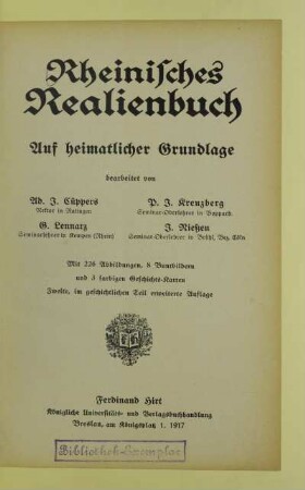 Rheinisches Realienbuch : auf heimatlicher Grundlage